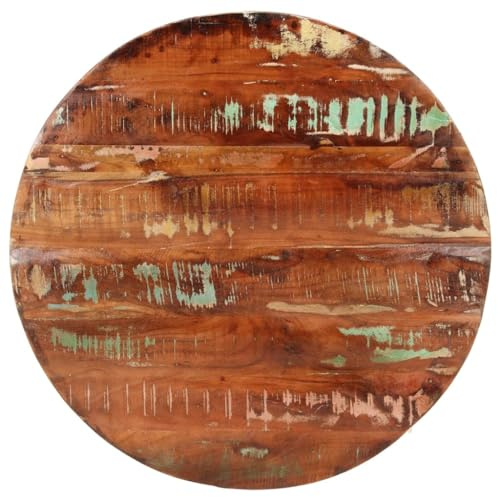 Qnhdfrt Tischplatte Rund 80 cm aus Massivem Altholz Rustikales Design für Esszimmer Küche und Outdoor Bereich Einzigartige Handgefertigte Tischplatte aus Recyceltem Holz