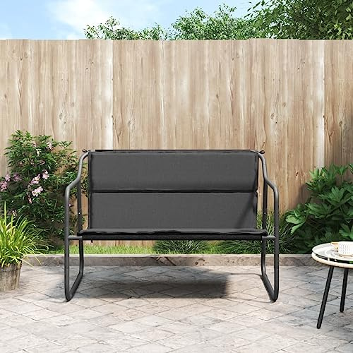 QJBSAVVA 2-Sitzer Gartenbank mit Kissen Anthrazit Stahlrahmen Textilene Outdoor Sitzbank für Terrasse Balkon und Garten