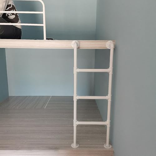 LWJSOCP Heavy Duty Iron Attic Bunk Bed Window Well Ladder Basement Egress Fire Escape Ladder for Emergency Home Safety 3 9 Rung White 125cm/49in