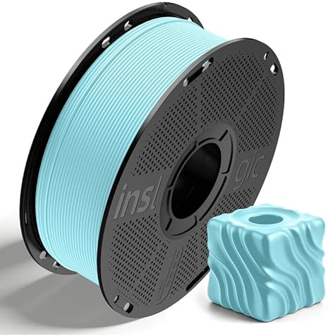 Inslogic Vorgetrocknetes Matte PLA Filament 1,75 mm, Hellblau, 1 kg | Elegantes Matt-Finish, Wenig Stringing, Verdeckte Schichten, Glatte Oberfläche, Geruchsarm, Für FDM-Drucker