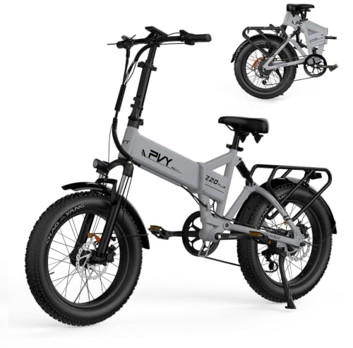 PVY Z20 Plus E-Bike Klapprad, 20 * 4.0 Fatbike mit 48V 16,5Ah Akku, 250W Motor, 100Nm Drehmoment, 7-Gang Getriebe, Reichweite bis zu 120km, All Terrain E Bike für Herren Damen