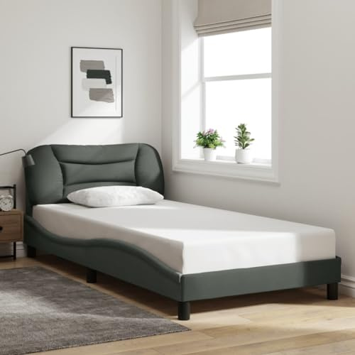 Emmtore Bettgestell, Bett ohne Matratze, Bettrahmen mit Sperrholzlatten, für Schlafzimmer Dunkelgrau,100 x 200 cm