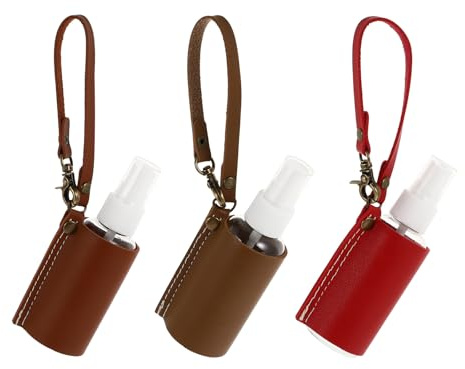 3 Sets Pu Bottle Cover with Key Ring Portable Keychain Travel