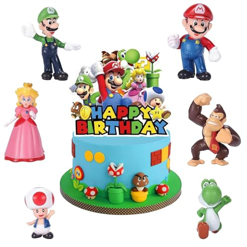 7 Stück tortendeko figuren set, Muffin deko, Mini Figuren Deko, Geburtstag Kuchendekoration im Cartoon-Videospiel-Stil, Party Kuchen dekoration, Cupcake Dekoration für Geburtstag Jungen Mädchen