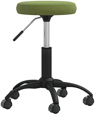 Heofavd Sedia da pranzo in velluto verde chiaro, girevole, regolabile in altezza, con ruote, elegante sedia da scrivania imbottita con molla a gas, per sala da pranzo, bancone della cucina e ufficio