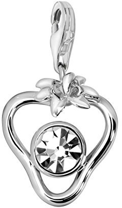 Quiges Charm con Cierre Colgante Zirconia blanca en Forma de Fresa Plata de Ley 925 Mujer para Pulseras Europeas