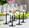 Lot de 6 verres à vin blanc 250 mL, longs pieds noirs, transparents