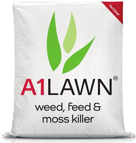 A1 Lawn Double Strength Grass Feed, Weed & Moss Killer 20kg (560m2) – [10-2-2] Nitrogen Rich with Phosphorous, Potassium & Iron - UK Professional Grade to Care For Your Lawn