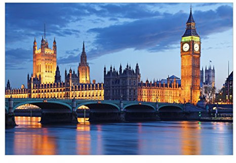 Bilderwelten London Fototapete 3D inkl. Kleister 288x190cm - Vliestapete Made in Germany - Fototapete Städte Wohnzimmer - Fototapete Skyline Stadt - Tapete Skyline Schlafzimmer Flur T_1879