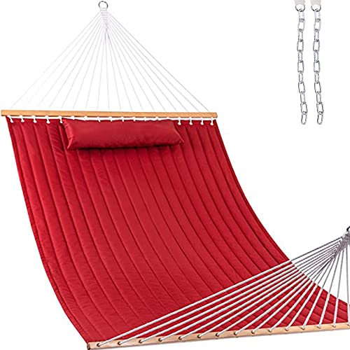 Sundale Stepp Outdoor Stoff Hängematte Swing Bett mit Hartholz Spreizstab und Poly Kissen, 139,7 cm doppelt