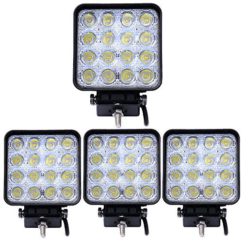 Greenmigo 4X 48W Quadrat LED Offroad Flutlicht Reflektor Scheinwerfer Arbeitslicht Arbeitsscheinwerfer Zusatzscheinwerfer Offroad Scheinwerfer 12V 24V Rückfahrscheinwerfer