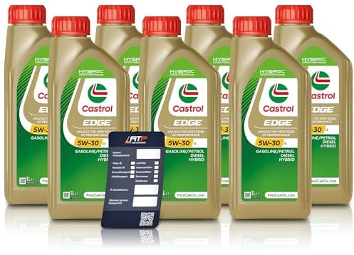 7x 1 L Liter Castrol Edge Fluid Titanium 5W-30 LL Motoröl inkl. Castrol Ölwechselanhänger