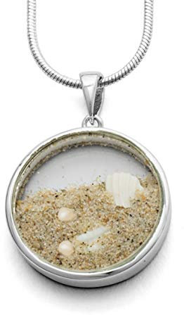 DUR Schmuck Kollektion „Sandsturm“, Ohrhänger, Anhänger und Kette als Set, 925 Sterling Silber mit Strandsand – anlaufsicher rhodiniert, P2936, O4835, K2248