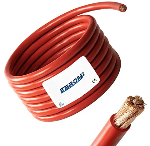 Cavo batteria rosso H07V-K 50 mm² – Cavo batteria – 99,9% rame OFC, 5 m (5 m), 50 mm²