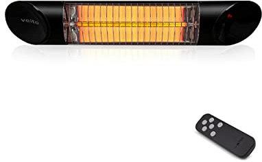 Veito Black Blade Mini Waterproof IP55 Wall and Ceiling Mounted Indoor and Outdoor Patio Heater, Aluminum, 1200 W