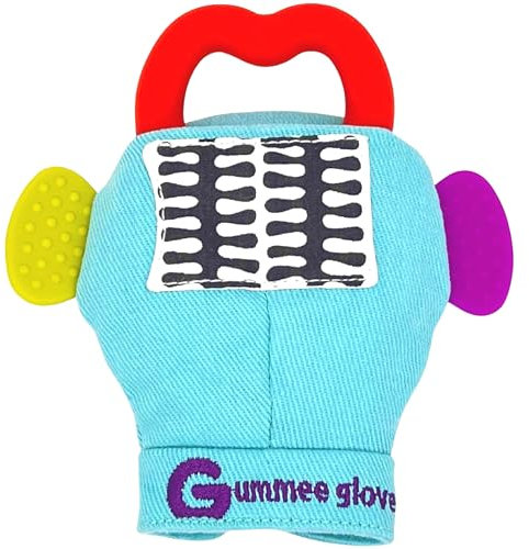 Gummee Glove PLUS Baby Teething Mitten, Turquoise, 6-12 Months