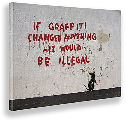 Giallobus - Gemälde - Banksy - Wenn Graffiti etwas verändert hat - Leinwand - 70x50 - Bereit zum Aufhängen - Moderne Gemälde für zu Hause