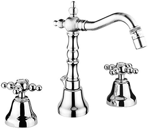 Casa Padrino Jugendstil Retro Waschtisch Bidget Dreilochbatterie Silber - Luxus Badezimmer Waschtischarmatur