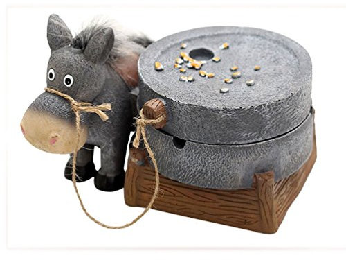 TentHome Tiere Aschenbecher mit Deckel Kreativ Aschenbecher Esel Home Deko Für Tabak Zigarette (kleine Esel drehen den Mühlstein(17 * 15 * 11cm))