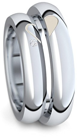 Verlobungsringe Paar Silber 925 Freundschaftsringe Partnerringe Zirkonia *GRATIS Etui mit 2 Herzen* (Weißgold Platin Optik) Verlobungsringe Paarpreis Set Hochzeitsringe ER40-5 SS925ZIFA5468