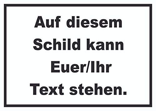 HB-Druck Schild mit Wunschtext waagerecht Text schwarz Hintergrund Weiss A5 (148x210mm)