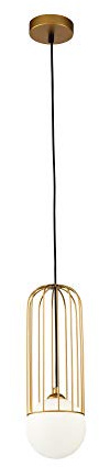 MAYTONI DECORATIVE LIGHTING Moderne goldene höhenverstellbare Pendelleuchte, Feine Glaskugel Weiß-Matt, schwarzes Kabel, 1-flammig, exkl. 1 x E27 40W 230V IP20