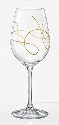 WeingläserKristall, Model String Gold, mit Gold Gravur 350 ml, 2er Set (Weinglas 350 ml, Gold)