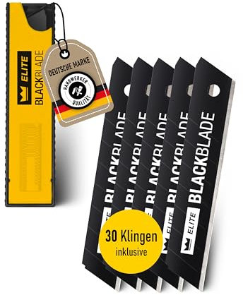 30x ELITE BLACKBLADE Abbrechklingen 18 mm – Extrem langlebige Klingen aus gehärtetem Spezialstahl, extra scharf und passend für alle Universalmesser
