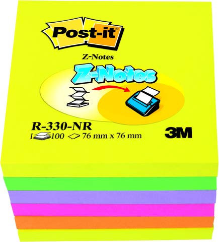 Post-it® Haftnotiz Z-Notes, 76 x 76 mm, 6farbig sortiert, 100 Blatt (6 Blocks), Sie erhalten 1 Packung á 6 Blöcke