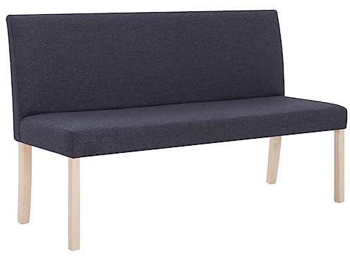 vidaXL Sitzbank mit Rückenlehne 139,5cm Klassisch Polsterbank Esszimmerbank Wartebank Bank Küchenbank Essbank Flurbank Wohnzimmer Dunkelgrau Polyester