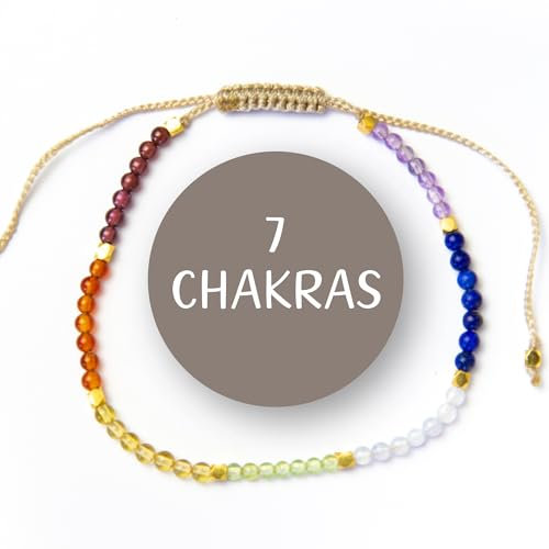 BALIPURA – 7-Chakra-Armband für Damen – schützende Heilsteine – Kristallarmband für Damen – Granat- und Amethyststein, handgefertigtes 925er-Silberarmband für Damen – 2 mm kLEINE Perlenarmbänder