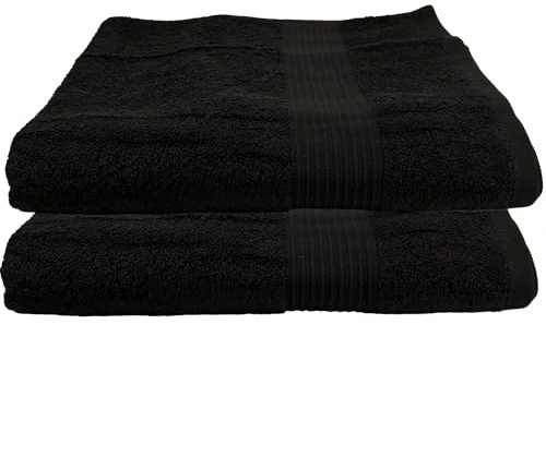 Julie Julsen 2er Pack Duschtuch 23 Farben erhältlich weich und saugstark 500gsm Öko Tex Schwarz 70 x 140 cm