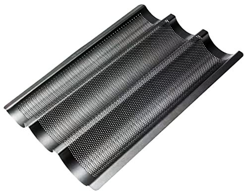 Kilimazart Baguette Tray Non- Stick French Bread Pan Carbon Steel Perforated Baguette Baking Mold