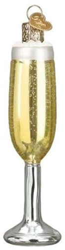 Old World Christmas Champagne Flute Glass Blown Ornament for Christmas Tree, Handcrafted Holiday Decoration, Adult Beverages Collection