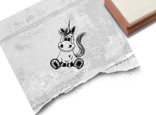 Stempel Tierstempel Einhorn Unicorn - Kinderstempel Tier Kita Kinderzimmer Schule Basteln Deko Scrapbook Geschenk für Kinder Geburtstag - zAcheR-fineT (klein ca. 22 x 30 mm)
