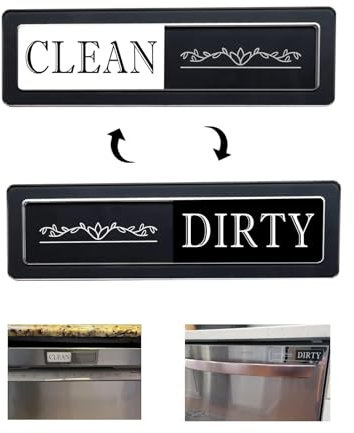 MOONOON Dishwasher Magnet Clean Dirty Sign, Essential Magnetic Dish Washer Signs for Kitchen, Acrylic Slider Indicator to Show Dishes/Washing Machine DIRTY/CLEAN, Gifted for New Home/Families(Black)