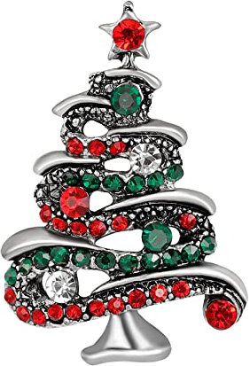 Colorful Outdoor Neuheit Uniques Weihnachtsbaum Broschen Korsage, Funkelnd Strass Brooch Weihnachten Geschenk Dekoration Anhänger for Herren Damen Kinder (A)