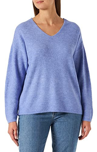 VERO MODA Womens Vmcrewlefile Ls V-Neck Blouse Noos Sweater, Jacaranda., XL UK Blue