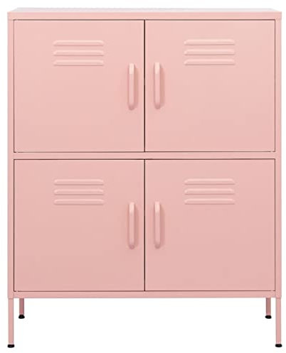 Gecheer Lagerschrank Sideboard Beistellschränke Schränke Flurschrank Küchenschrank Kommoden & Sideboards Aktenschrank, für Küche, Wohnzimmer, Büro, Rosa 80x35x101,5 cm Stahl