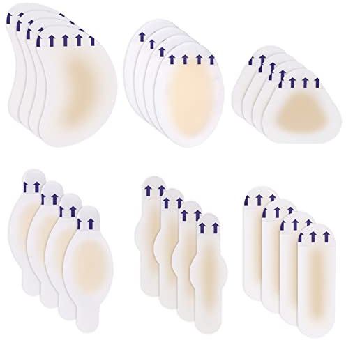 VEGCOO 24 Piezas Vendajes para Ampollas en el Talón, Parche para Ampollas Los Pies, Apósitos para Ampollas Deportivas, Venda de Gel Adhesiva Impermeable para Ampollas en Los Pies