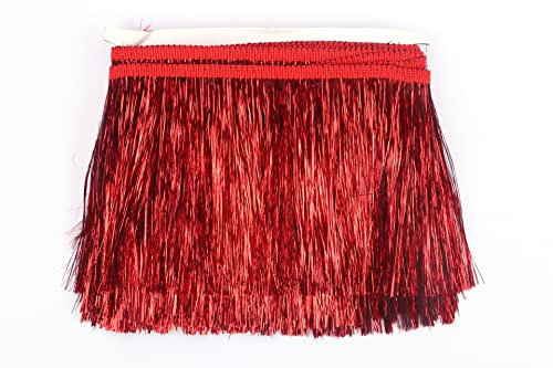 YYCRAFT 15,2 cm breite Lametta-Fransenborte, Lametta-Girlande, Tanz-Kostüm, Fransenborte, glänzender Folieneffekt, Party-Dekoration (9,1 m, rot)