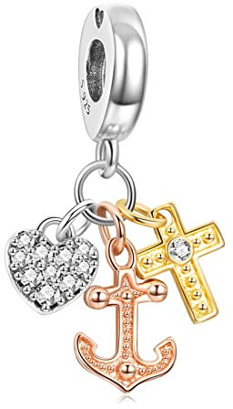 Kreuzen Herz Charm Anhänger S925 Sterling Silber Damen Armbänder Halskette Pendant