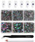 Beadsland 4300 Stück Grün Strasssteine mit flacher Rückseite,Nagelsteine, runde Kristall-Strasssteine zum Basteln, gemischt in 6 Größen, mit Picking-Pinzette und Wachsstift-Set, SS6–SS20,Grüner Vulkan