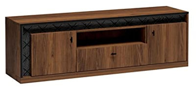 Bettso Bettso -TV Schrank Lowboard Sideboard Fernsehschrank TV Möbel Tisch Board HiFi-(Breite:160 cm Höhe: 51cm Tiefe:40,6 cm) Sensi S-7 Nuss Warmia (Nuss Warmia) (Nuss Warmia)