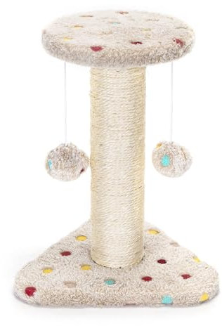 Nobleza Cat Scratching Post Small Cat Activity Center Kitty Climbing Tree with sisal Kitten Play Tower with Hanging Toys, Brown