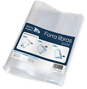 RAYLU PAPER – Verstellbare Buchhülle mit Klebestreifen, 5 Stück, selbstklebende Buchhüllen aus widerstandsfähigem 130 Mikron PVC, einfache und schnelle Installation (28,5 x 53)