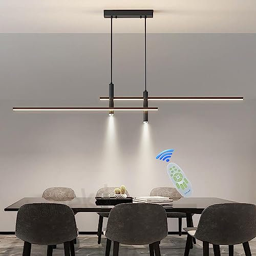 L120cm Esstischlampe LED Pendelleuchte Schwarz Esstisch Esszimmerlampe Dimmbar Hängelampe Modern Wohnzimmer Küchen Decke Hängend Lampe mit Fernbedienung Hängeleuchte Höhenverstellbar Pendellampe