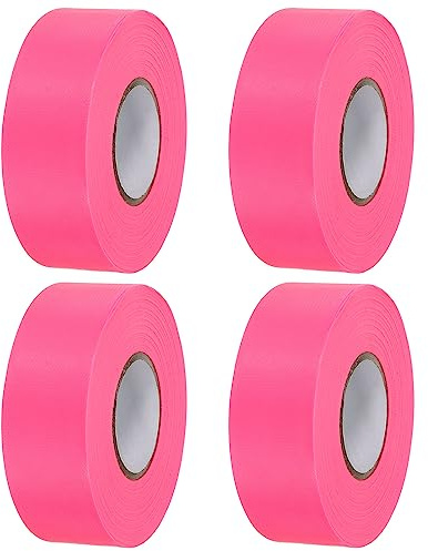 PATIKIL 4 Stk Absperrband Flatterband 30mmx45m PVC Nicht Klebend Rosa | Warnband, Markierungsband für Bäume Hochzeiten Gefahrenbereiche Außenbereich