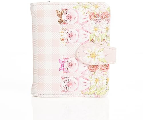 Shagwear Portefeuille pour femme en cuir et PU souple – 6 compartiments pour cartes, 1 fenêtre d'identification avec poche porte-monnaie petit et court en belles couleurs, Cochon, fantaisie