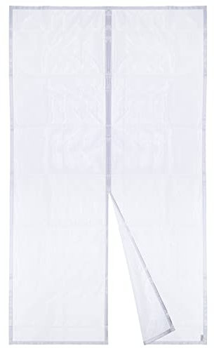 Moustiquaire Magnétique Pour Porte Apalus, Rideau en Maille, Joint Magnétique de Haut en Bas avec Fermeture Automatique, Maintient l'air frais à l'intérieur (140x220 CM,Blanc)